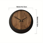 Wooden Wall Clock, Round Silent Timepiece, Battery Operated, 14/16/18 Inch, in-use display - House Of Avana