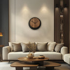 Wooden Wall Clock, Round Silent Timepiece, Battery Operated, 14/16/18 Inch, lifestyle image - House Of Avana