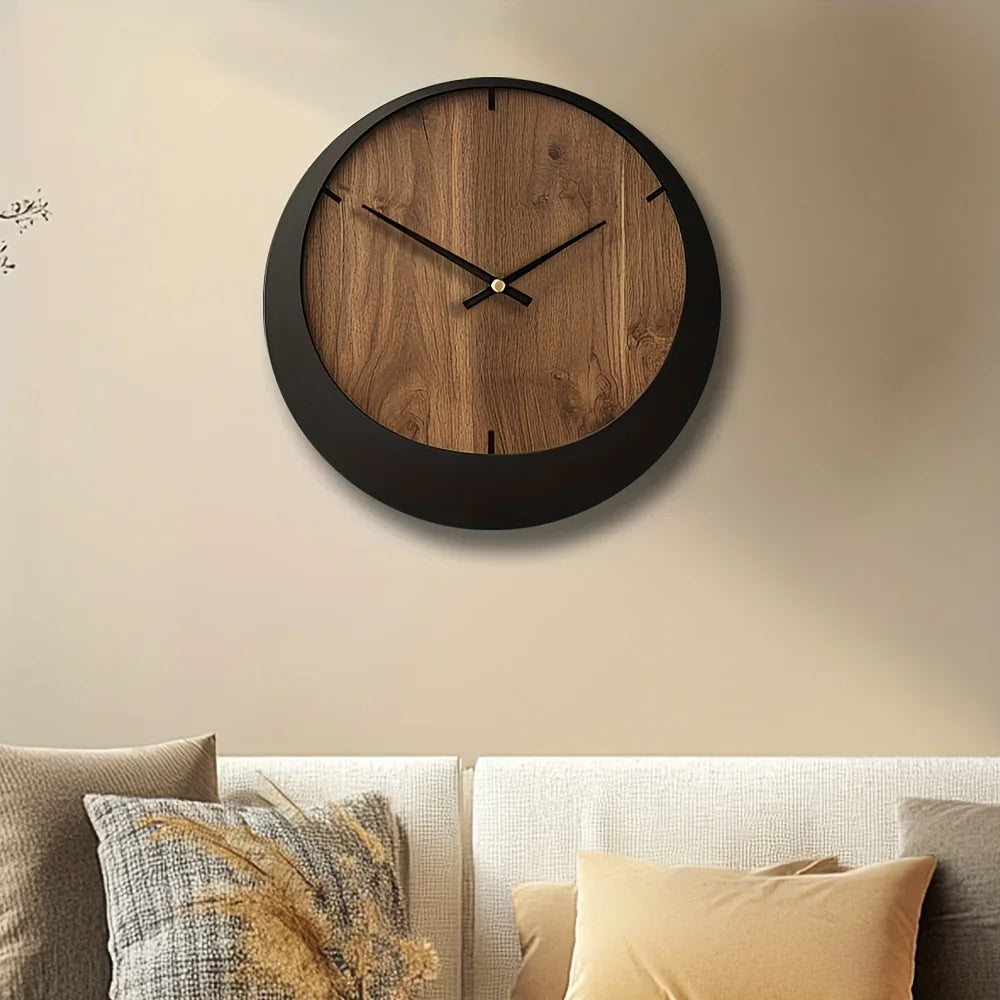 Wooden Wall Clock, Round Silent Timepiece, Battery Operated, 14/16/18 Inch, product packaging - House Of Avana