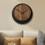 Wooden Wall Clock, Round Silent Timepiece, Battery Operated, 14/16/18 Inch, top view - House Of Avana