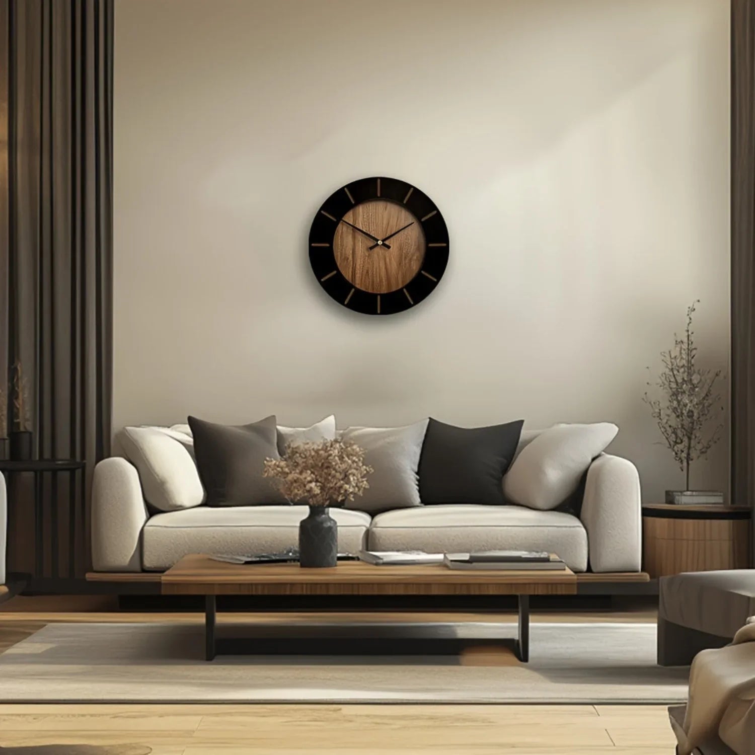 Wooden Silent Wall Clock with Vintage Design, back view - House Of Avana