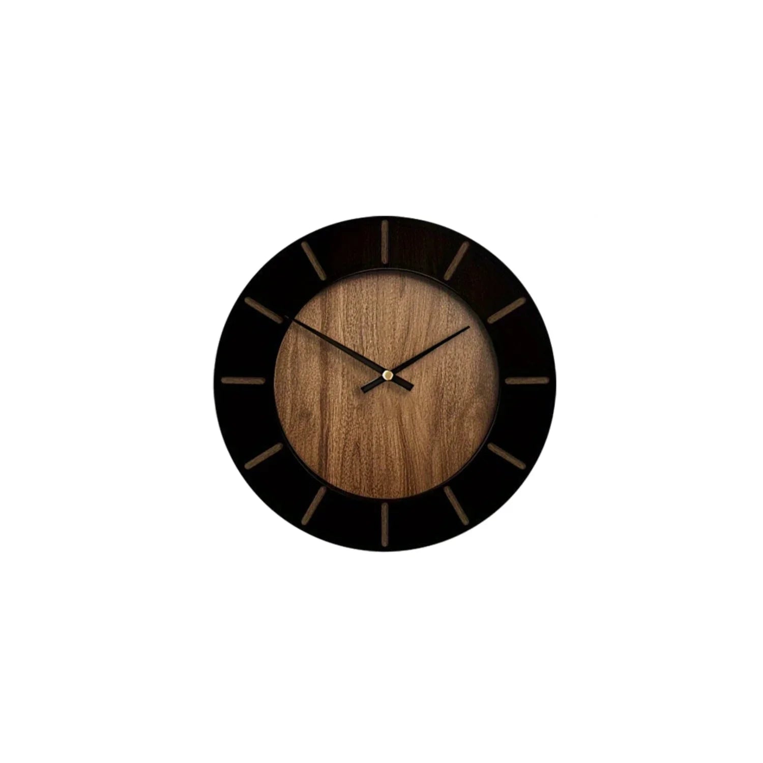 Wooden Silent Wall Clock with Vintage Design, dimensions view - House Of Avana