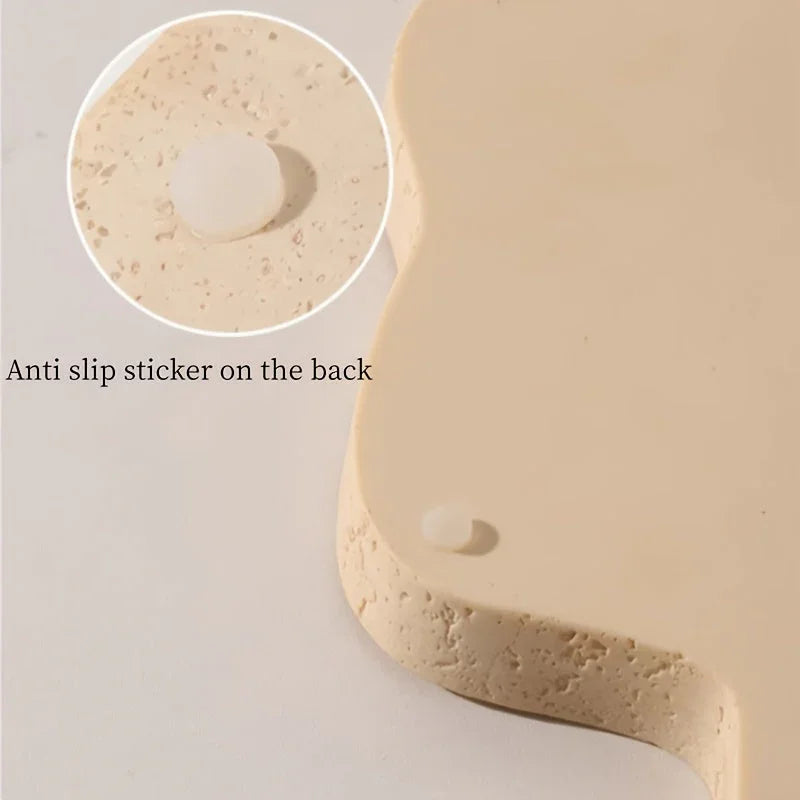 Beige stone cloud-shaped tray, decorative tabletop accent - House of Avana