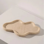 Beige stone cloud-shaped tray, decorative tabletop accent - House of Avana