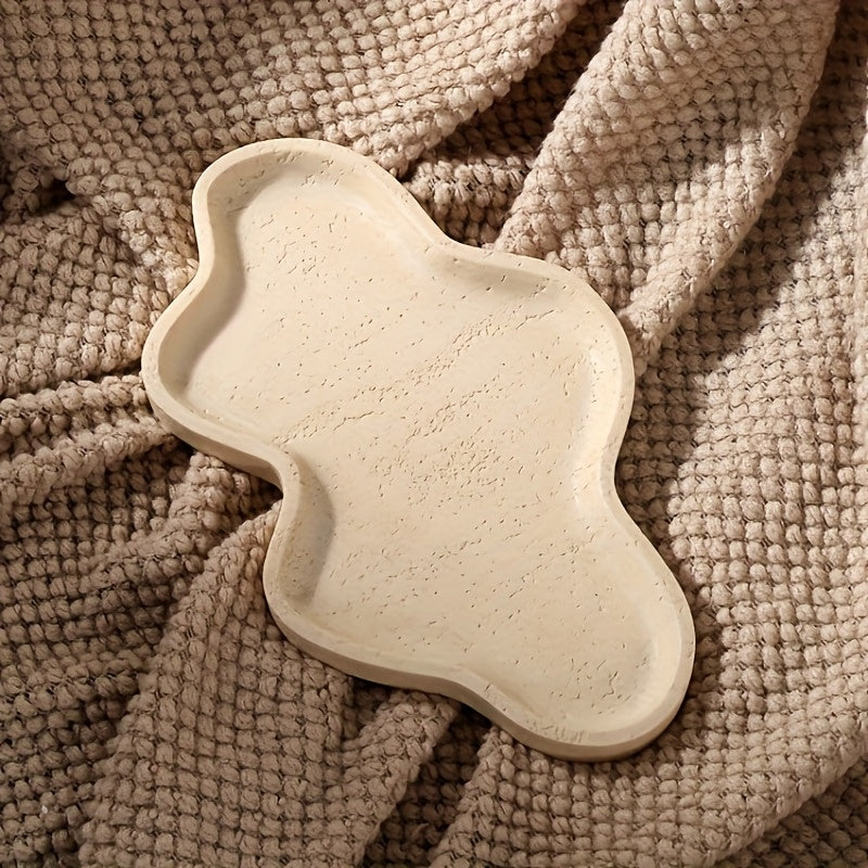 Cloud-Shaped Decorative Tray with Beige Stone Pattern, Artistic Home Accent for Tabletop Display, Suitable for Bathroom Vanity and Cosmetic Storage - Non-Food Contact, Non-Food Contact House Of Avana