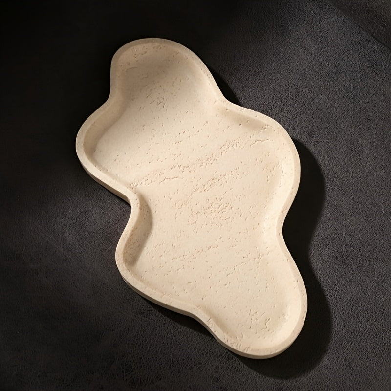 Cloud-Shaped Decorative Tray with Beige Stone Pattern, Artistic Home Accent for Tabletop Display, Suitable for Bathroom Vanity and Cosmetic Storage - Non-Food Contact, Non-Food Contact House Of Avana