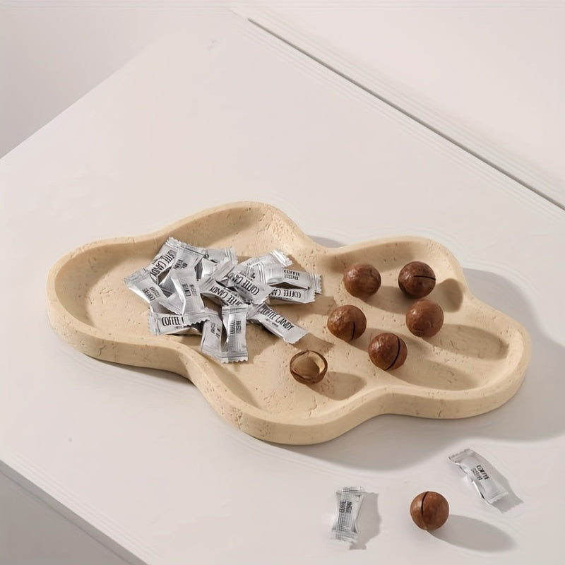 Cloud-Shaped Decorative Tray with Beige Stone Pattern, Artistic Home Accent for Tabletop Display, Suitable for Bathroom Vanity and Cosmetic Storage - Non-Food Contact, Non-Food Contact House Of Avana