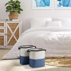 Coastal Blue and Natural Woven Storage Baskets with Handles (Set of 2) Vintage Shopper