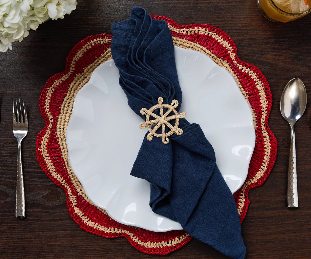Coastal Ship Wheel Napkin Ring – 2.5” Handwoven Iraca Palm – Nautical Table Decor from Colombia Payton James