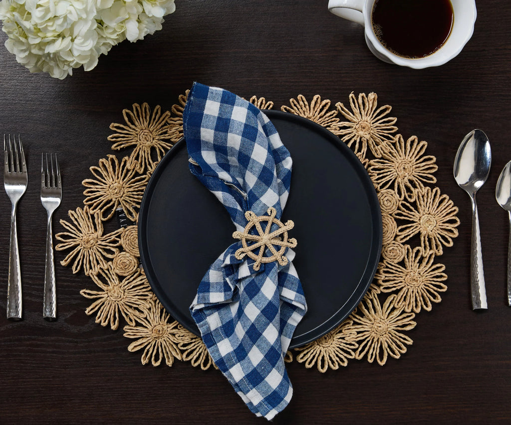 Coastal Ship Wheel Napkin Ring – 2.5” Handwoven Iraca Palm – Nautical Table Decor from Colombia Payton James