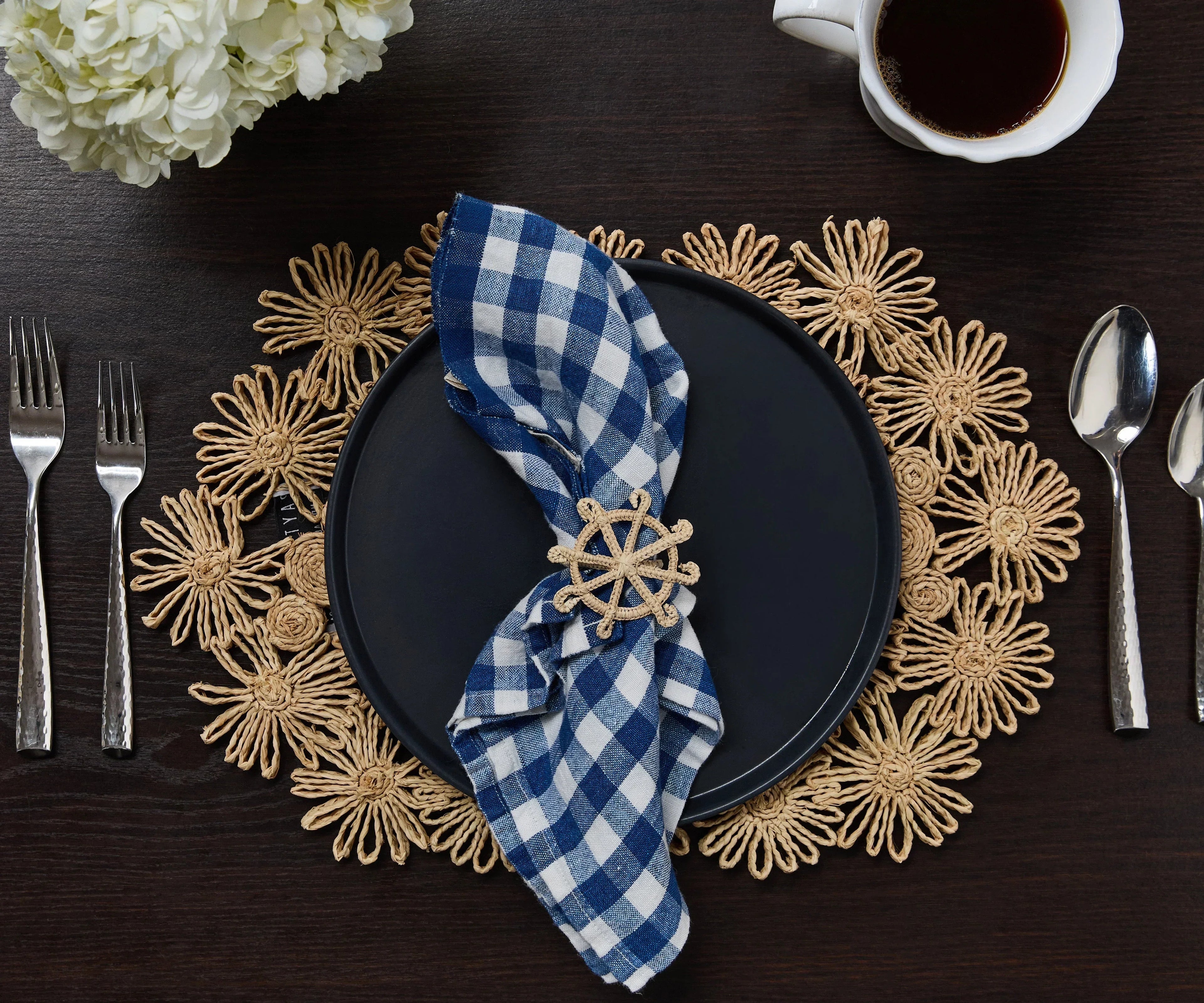Coastal Ship Wheel Napkin Ring – 2.5” Handwoven Iraca Palm – Nautical Table Decor from Colombia Payton James