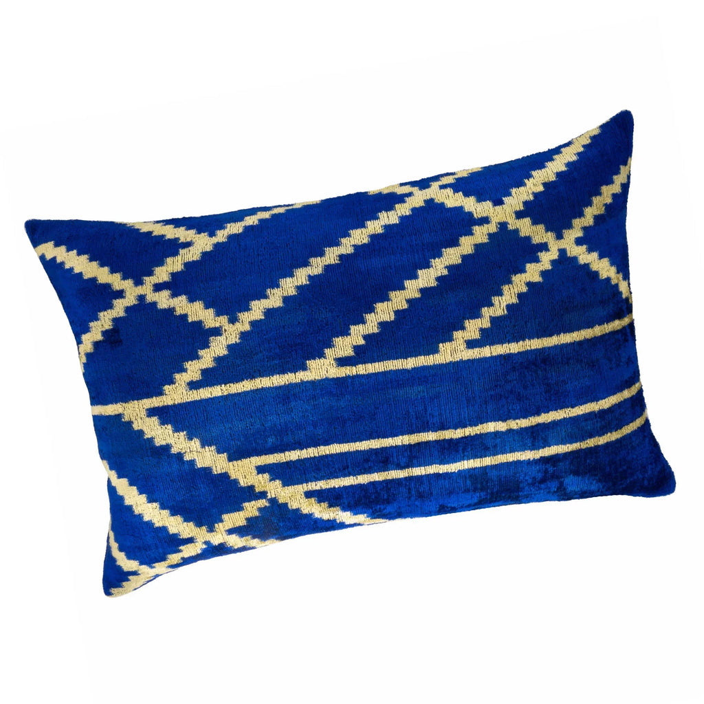 Coastal Silk Velvet Ikat Pillow Cover X 24, back view - House Of Avana