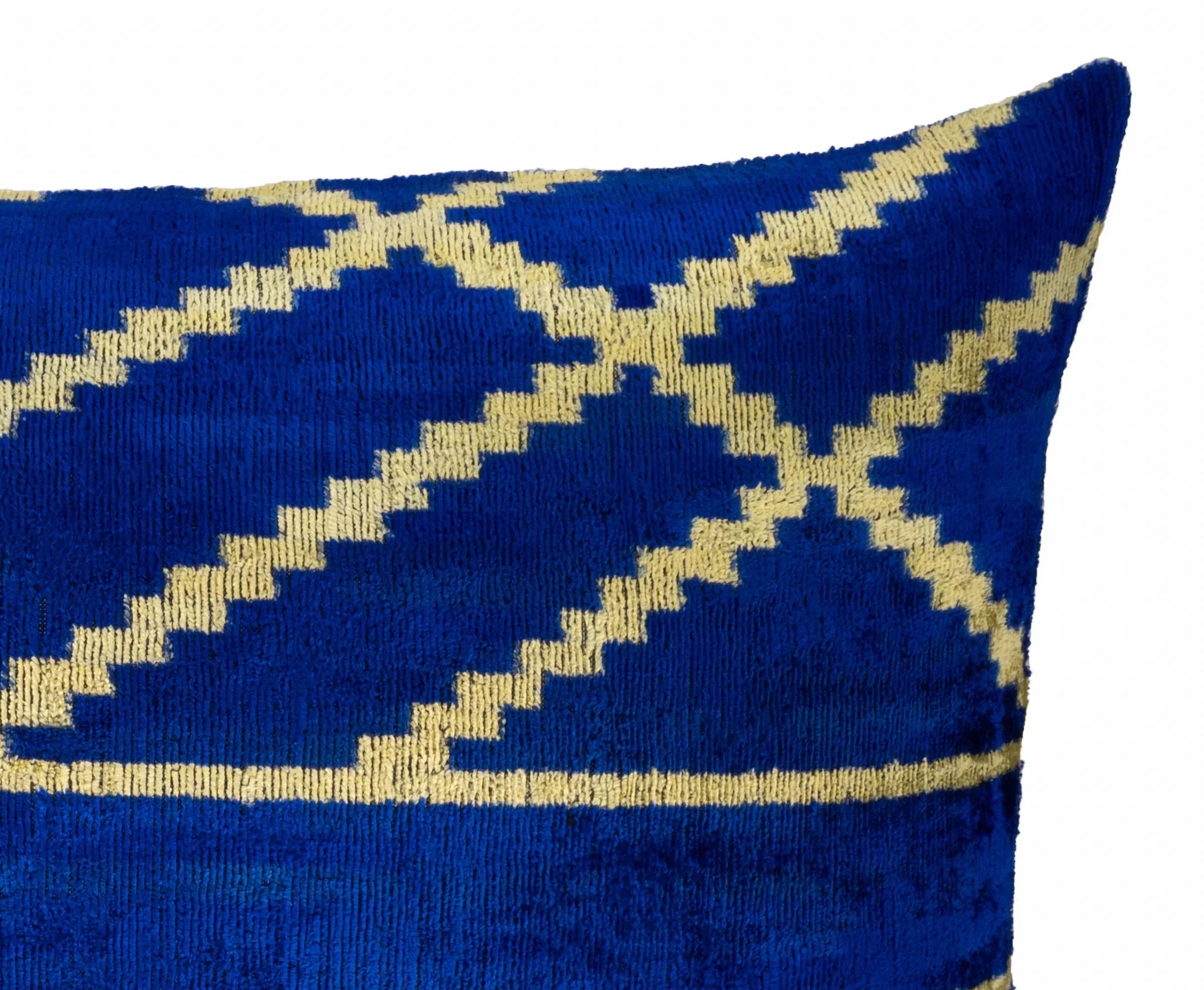 Coastal Silk Velvet Ikat Pillow Cover X 24, side view - House Of Avana
