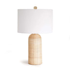 Coastal Woven Rattan Table Lamp with White Drum Shade Vintage Shopper