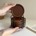 S/1set Japanese Bamboo and Wood Insulation Coasters Plus Iron Frame, Suitable for Living Room Coffee... - House Of Avana