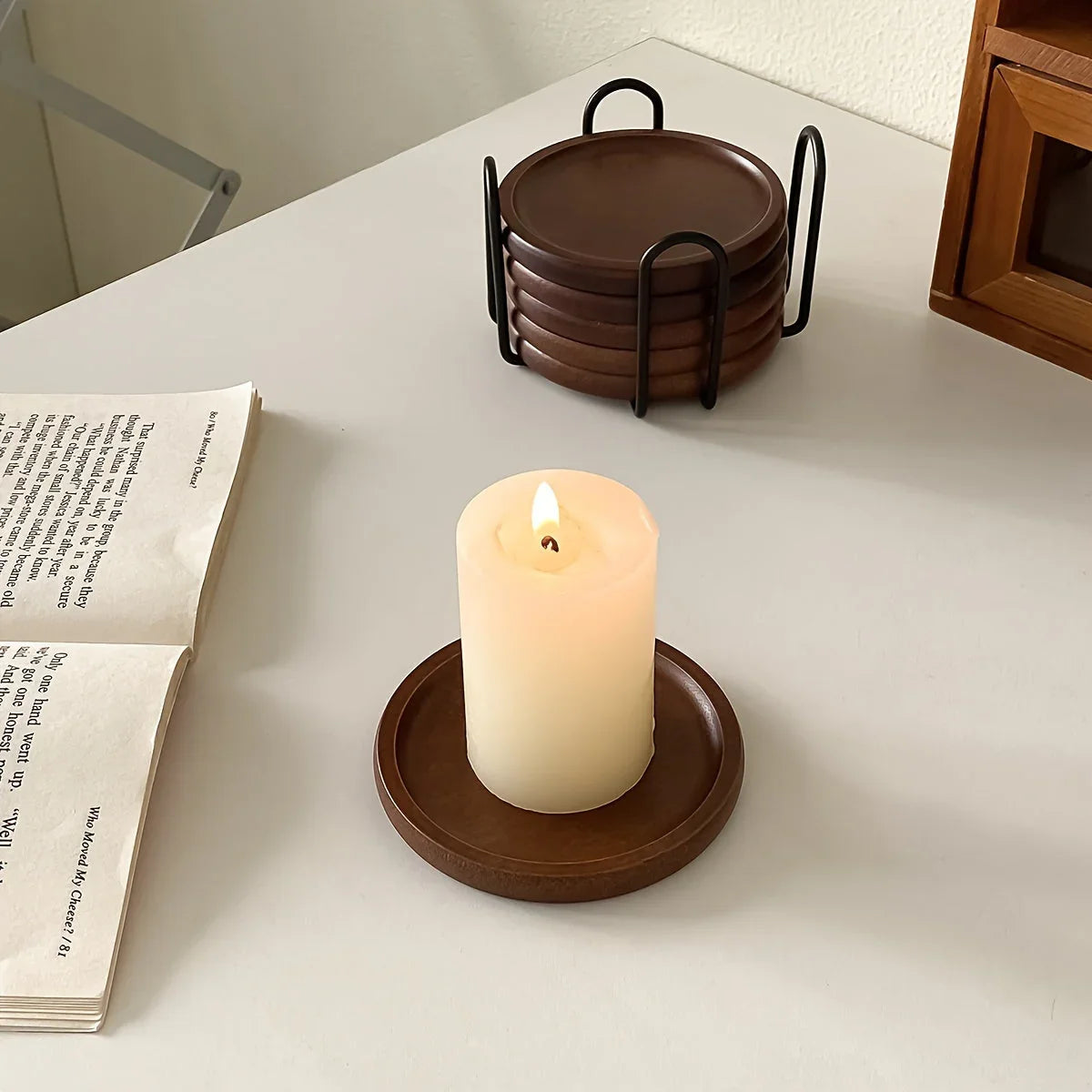 S/1set Japanese Bamboo and Wood Insulation Coasters Plus Iron Frame, Suitable for Living Room Coffee... - House Of Avana