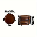 S/1set Japanese Bamboo and Wood Insulation Coasters Plus Iron Frame, Suitable for Living Room Coffee... - House Of Avana