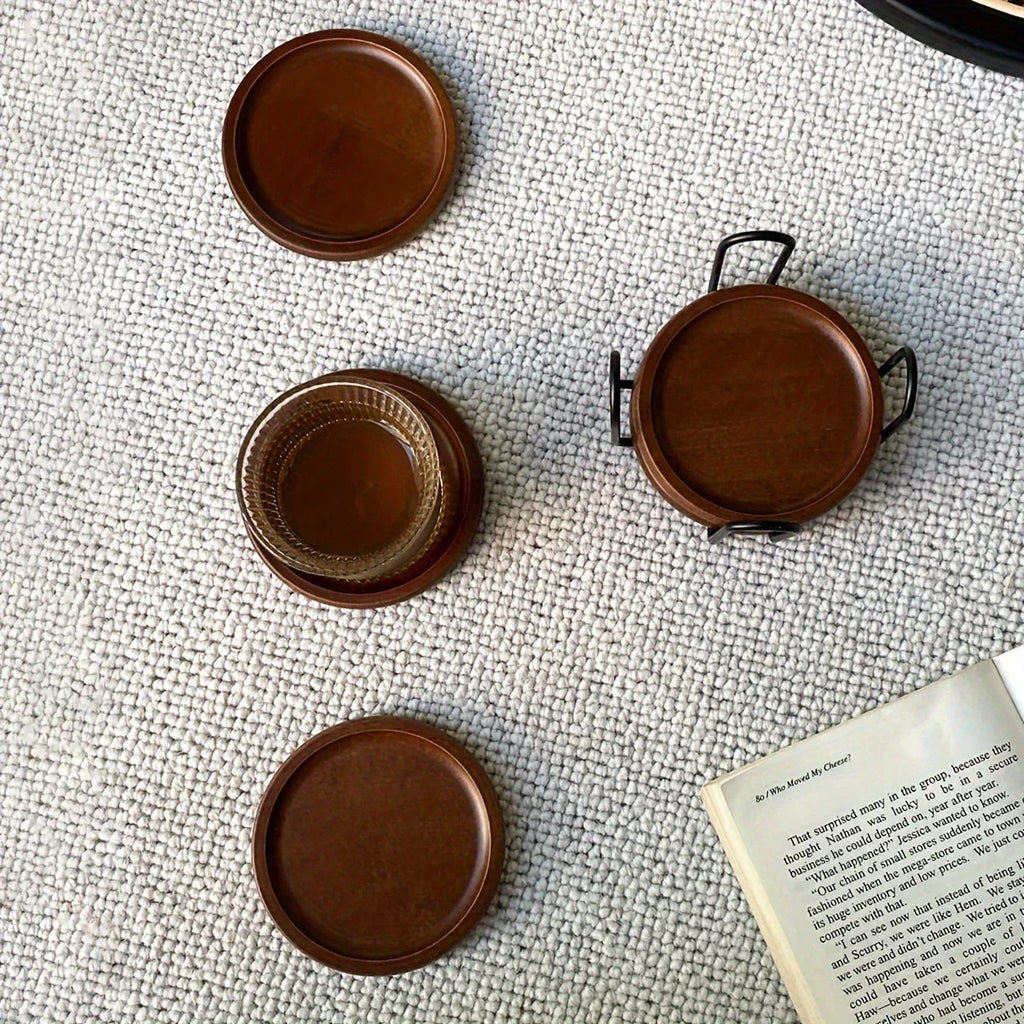 S/1set Japanese Bamboo and Wood Insulation Coasters Plus Iron Frame, Suitable for Living Room Coffee... - House Of Avana