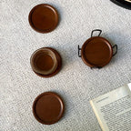 S/1set Japanese Bamboo and Wood Insulation Coasters Plus Iron Frame, Suitable for Living Room Coffee... - House Of Avana