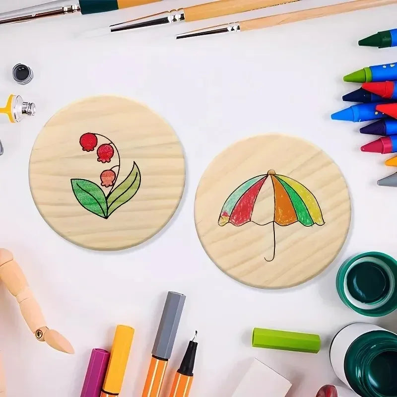 Coasters - Natural Wood Round 4 Inch