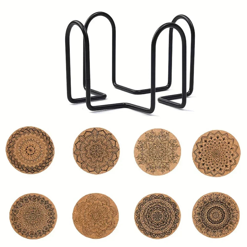 Set of 8-Piece Premium Cork Coasters - House Of Avana