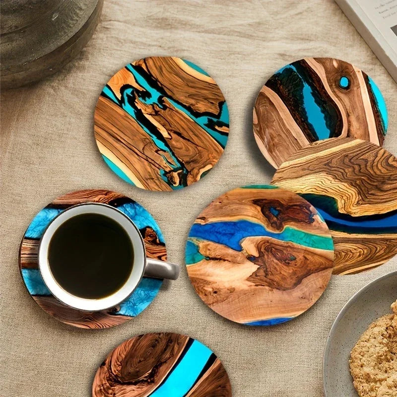 Coasters - Vintage Wooden 6pcs