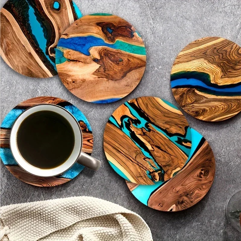 Coasters - Vintage Wooden 6pcs