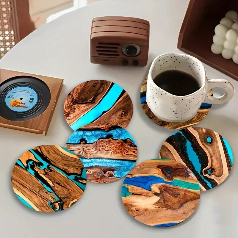 Coasters - Vintage Wooden 6pcs