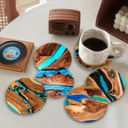 Coasters - Vintage Wooden 6pcs