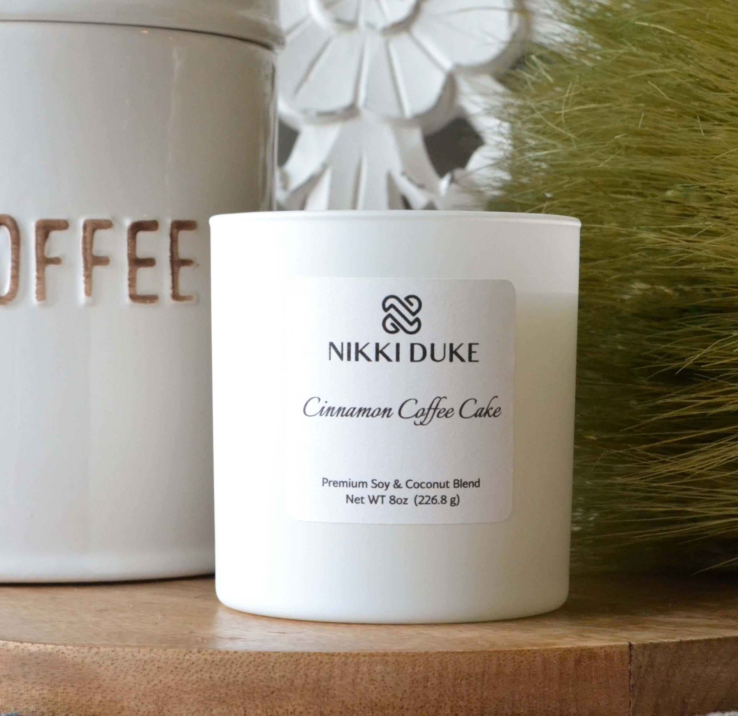 Nikki Duke Cinnamon Coffee Cake 8 oz Premium Soy + Coconut Candle Nikki Duke