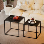 [2pcs Nordic Iron Art Tables] 2pcs Set, Minimalist Modern Nordic Iron Art Square Coffee Table and Side Tables for Living Room or Bedroom House Of Avana