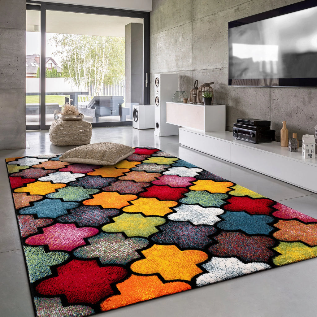 Colorful Area Rug Smaragd Moroccan Pattern - Multicolor - House Of Avana