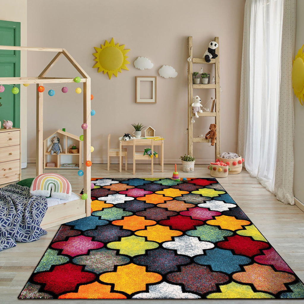Colorful Area Rug Smaragd Moroccan Pattern - Multicolor - House Of Avana
