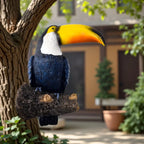 11.4" Tall Toucan Tree Hugging Garden Statue - Vibrant Multi-Color Resin Tropical Bird Sculpture with Expressive Eyes & Black/White Feathers, Indoor/Outdoor Hanging Decor for Lawn, Porch, Patio - No Electricity Needed, Durabl House Of Avana