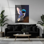 Colorful Hummingbird Glass Wall Art – Vibrant Nature-Inspired UV Print-KAFCD002 Peony Atelier