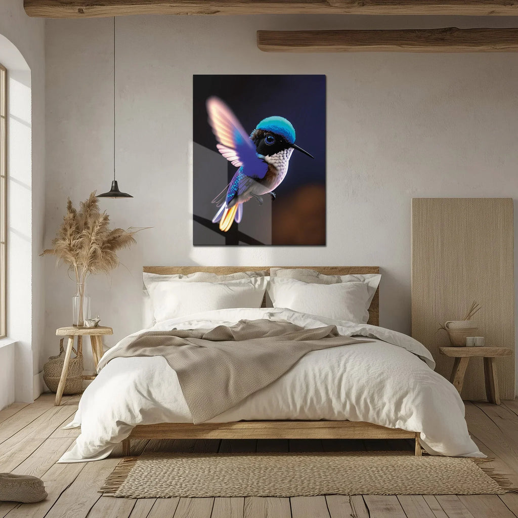 Colorful Hummingbird Glass Wall Art – Vibrant Nature-Inspired UV Print-KAFCD002 Peony Atelier