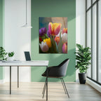 Colorful Tulip Bouquet Glass Wall Art – Vibrant Spring Floral UV Print-KAFCD049 Peony Atelier
