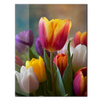 Colorful Tulip Bouquet Glass Wall Art – Vibrant Spring Floral UV Print-KAFCD049 Peony Atelier