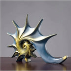 White conch shell sculpture, hand-carved natural stone décor - House of Avana