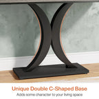 Industrial Console Table Sofa Table, 40 Inch Narrow Entryway Foyer Table With Geometric Base, Rustic Hallway Accent Table For Living Room, Entrance, Small Space, Gray And Black, Christmas Renewals - House Of Avana