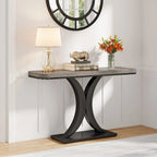 Industrial Console Table Sofa Table, 40 Inch Narrow Entryway Foyer Table With Geometric Base, Rustic Hallway Accent Table For Living Room, Entrance, Small Space, Gray And Black, Christmas Renewals - House Of Avana