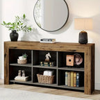 63-inch Long Rustic Wood Console Table with Storage Cubes – Modern Narrow Sofa Table for Living Room,... - House Of Avana [[SKU:HOA-CON-004]]