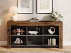 63-inch Long Rustic Wood Console Table with Storage Cubes – Modern Narrow Sofa Table for Living Room,... - House Of Avana [[SKU:HOA-CON-004]]