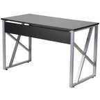 Contemporary Black Laminate Office Computer Desk with Keyboard Tray