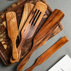 Cooking Spoons - Non-Stick Wooden Teak Set
