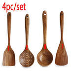 Cooking Spoons - Non-Stick Wooden Teak Set