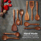 S Premium Teak Wood Cookware Set- Non-stick Friendly, Heat-resistant, Ergonomic Handle, Comfortable... - House Of Avana