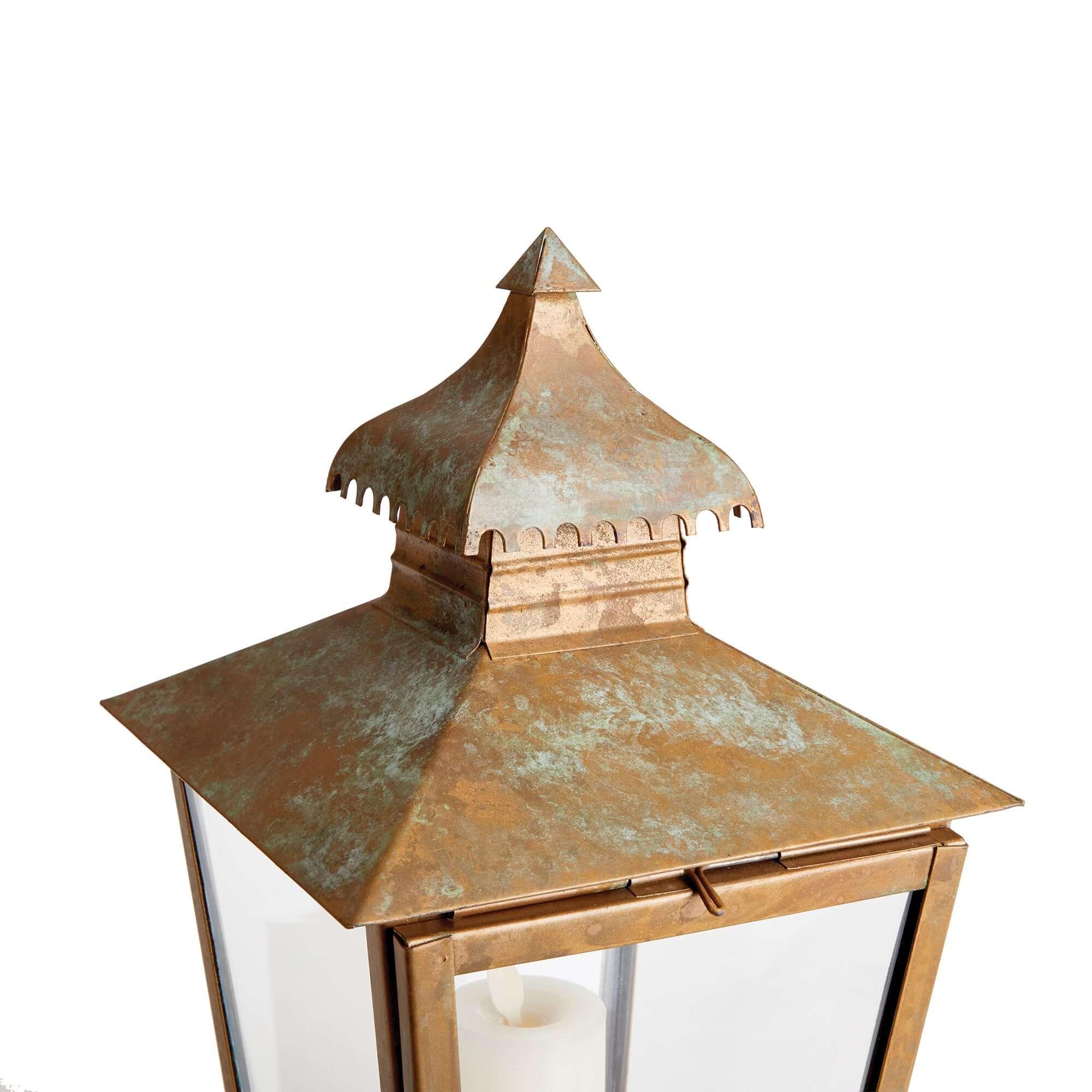 Antique Copper Pagoda Lantern with Weathered Patina - House Of Avana