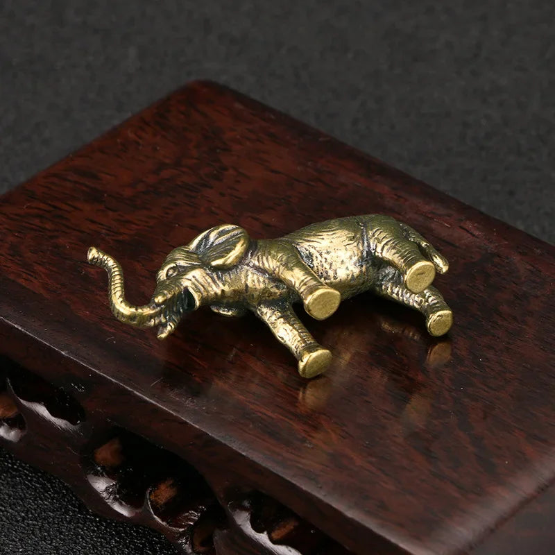 Antique Coppe Cute Elephant Miniature Figurines Desk Ornament Decorations Accessories Copper Animal... - House Of Avana