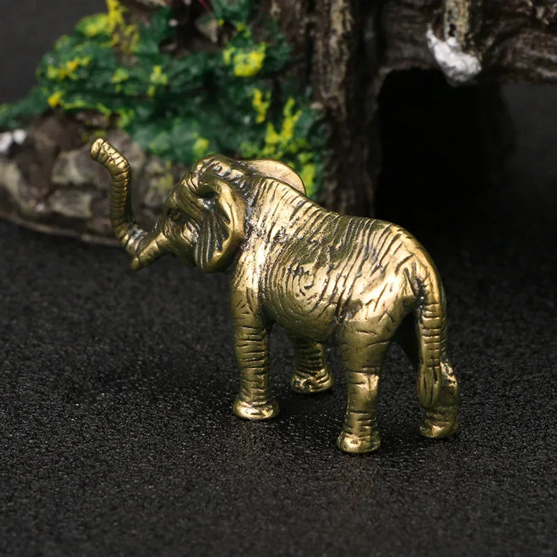 Antique Coppe Cute Elephant Miniature Figurines Desk Ornament Decorations Accessories Copper Animal... - House Of Avana